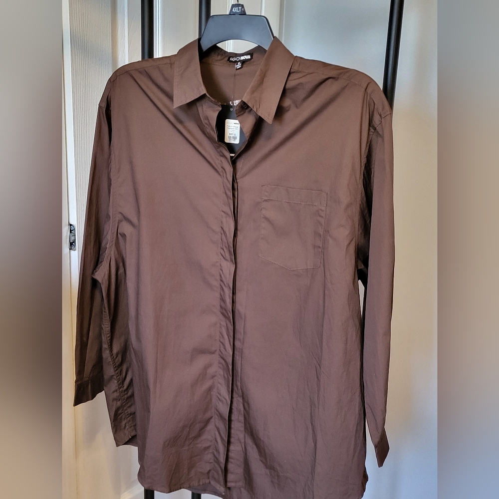 Fashion Nova Chocolate Brown Women's Button Down Shirt
